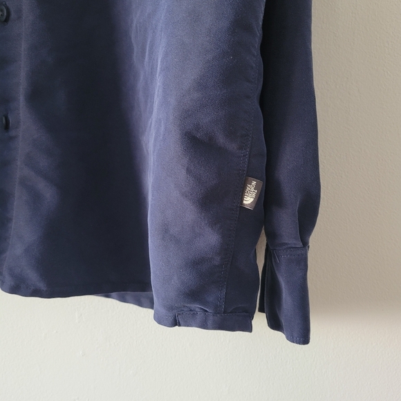 The North Face Navy Mens Large Button Up Long Sleeve Zipper Pocket Shirt - Picture 5 of 7